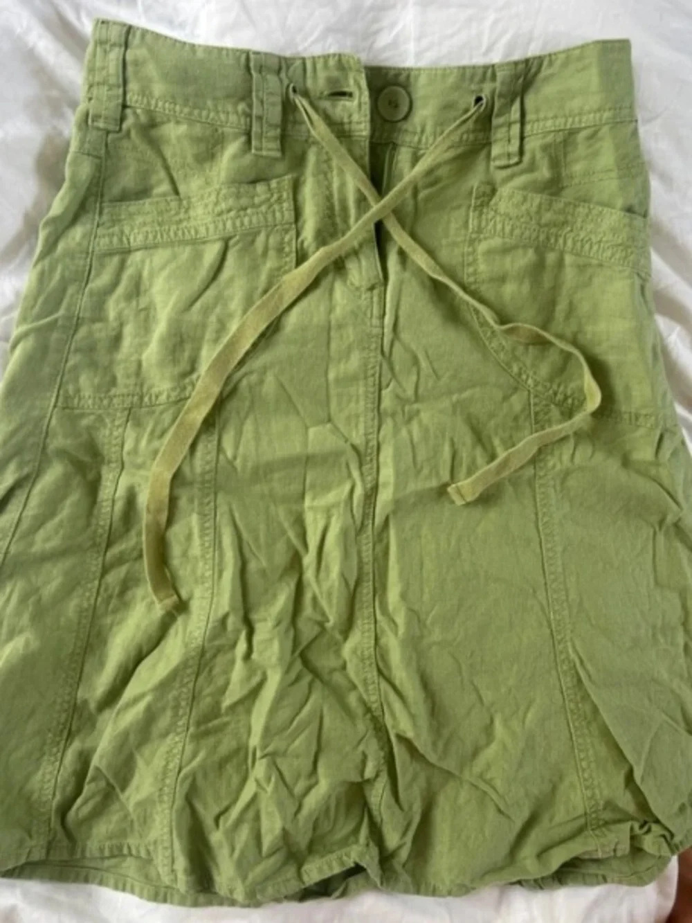 Nicole Miller Light Green Drawstring Mini Skirt